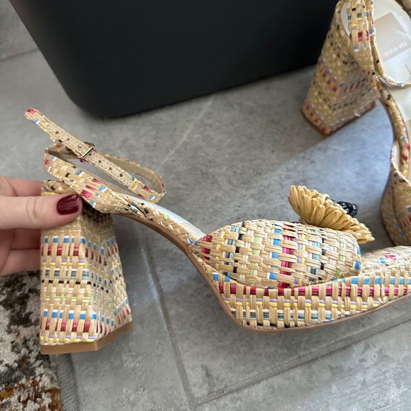 Dolce Vita Paulos Platform Sandal in Pastel Multi Raffia Size 8 - Picture 7 of 7